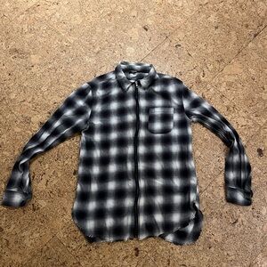 Black and White Zip-up Flannel Shirt